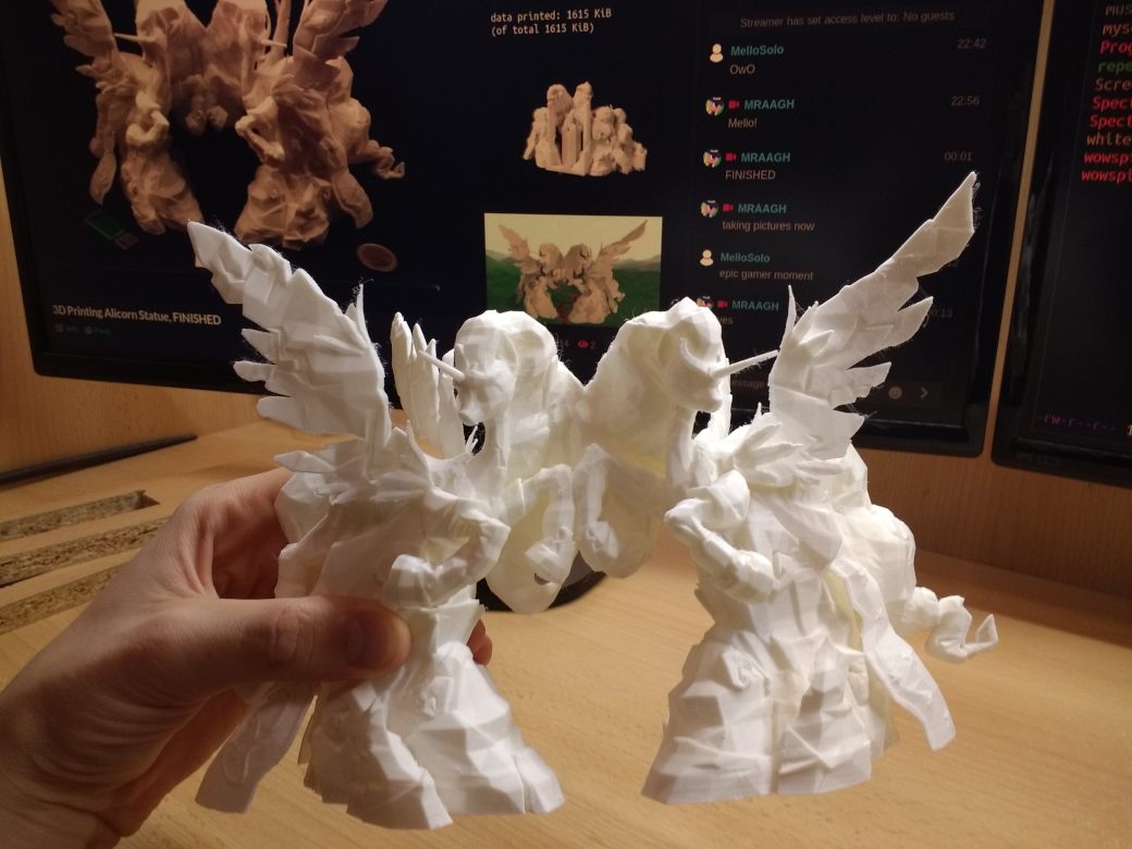 3D printed statue of two alicorn sisters