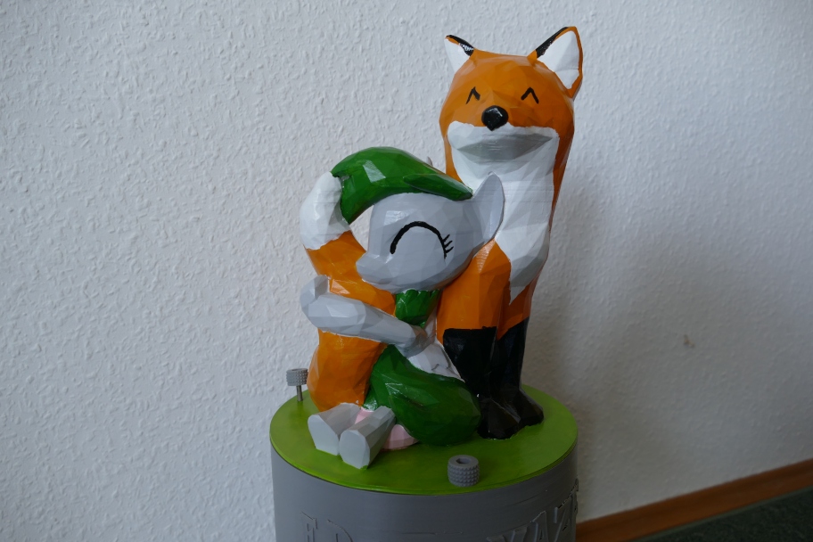 3D printed pony and fox hugging